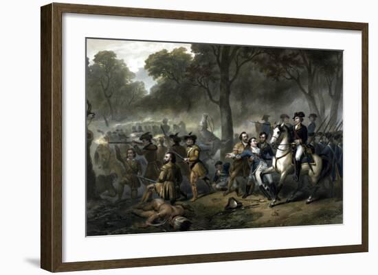 George Washington on Horseback Leading Troops at the Battle of the Monongahela-Stocktrek Images-Framed Art Print