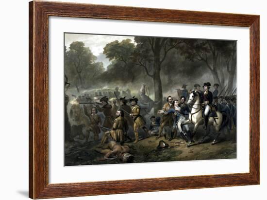 George Washington on Horseback Leading Troops at the Battle of the Monongahela-Stocktrek Images-Framed Art Print