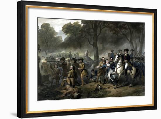 George Washington on Horseback Leading Troops at the Battle of the Monongahela-Stocktrek Images-Framed Art Print