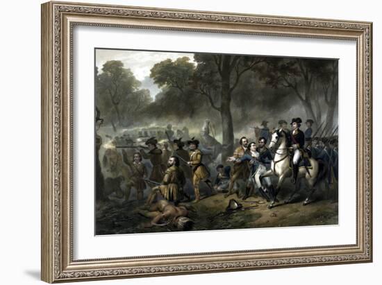 George Washington on Horseback Leading Troops at the Battle of the Monongahela-Stocktrek Images-Framed Art Print