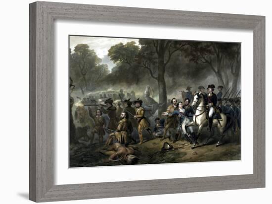 George Washington on Horseback Leading Troops at the Battle of the Monongahela-Stocktrek Images-Framed Art Print