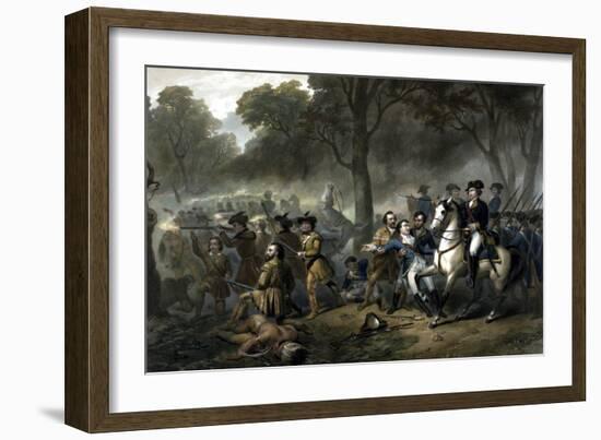 George Washington on Horseback Leading Troops at the Battle of the Monongahela-Stocktrek Images-Framed Art Print