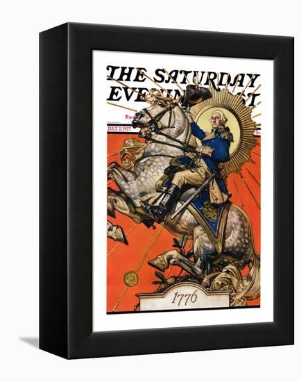 "George Washington on Horseback," Saturday Evening Post Cover, July 2, 1927-Joseph Christian Leyendecker-Framed Premier Image Canvas