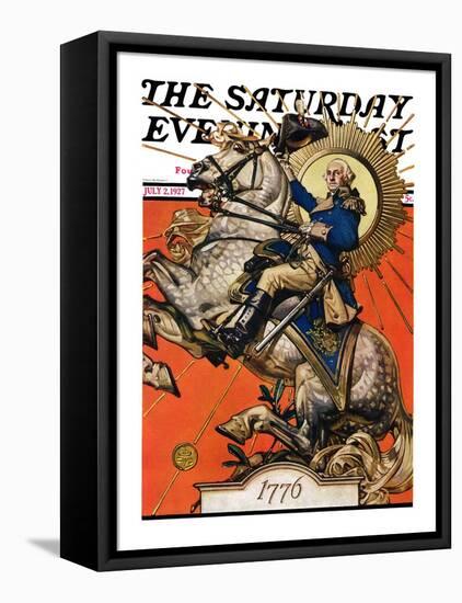 "George Washington on Horseback," Saturday Evening Post Cover, July 2, 1927-Joseph Christian Leyendecker-Framed Premier Image Canvas