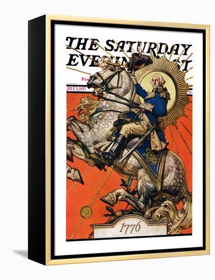 "George Washington on Horseback," Saturday Evening Post Cover, July 2, 1927-Joseph Christian Leyendecker-Framed Premier Image Canvas