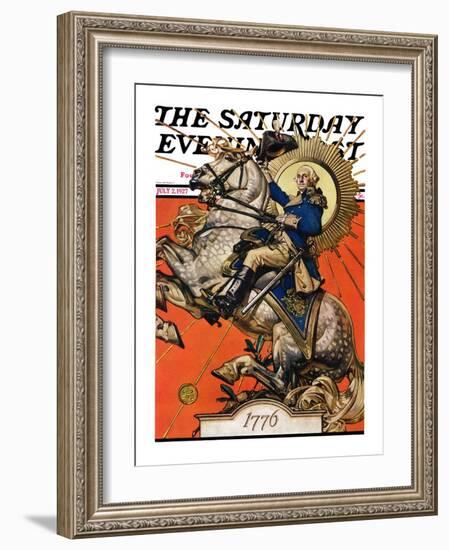 "George Washington on Horseback," Saturday Evening Post Cover, July 2, 1927-Joseph Christian Leyendecker-Framed Giclee Print