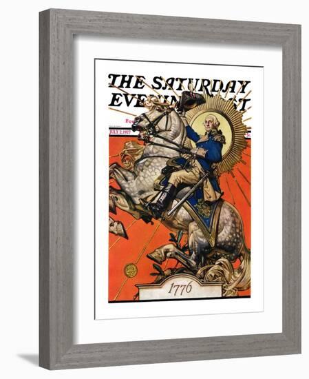 "George Washington on Horseback," Saturday Evening Post Cover, July 2, 1927-Joseph Christian Leyendecker-Framed Giclee Print