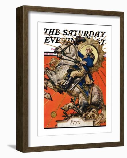 "George Washington on Horseback," Saturday Evening Post Cover, July 2, 1927-Joseph Christian Leyendecker-Framed Giclee Print