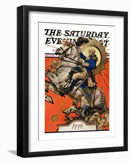 "George Washington on Horseback," Saturday Evening Post Cover, July 2, 1927-Joseph Christian Leyendecker-Framed Giclee Print