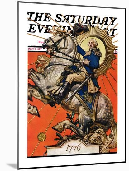 "George Washington on Horseback," Saturday Evening Post Cover, July 2, 1927-Joseph Christian Leyendecker-Mounted Giclee Print