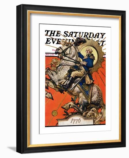 "George Washington on Horseback," Saturday Evening Post Cover, July 2, 1927-Joseph Christian Leyendecker-Framed Giclee Print