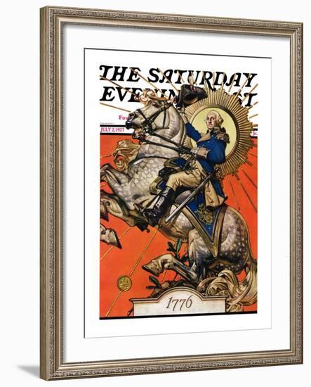 "George Washington on Horseback," Saturday Evening Post Cover, July 2, 1927-Joseph Christian Leyendecker-Framed Giclee Print