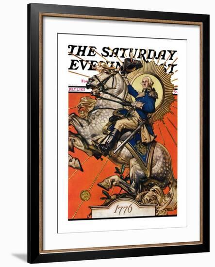 "George Washington on Horseback," Saturday Evening Post Cover, July 2, 1927-Joseph Christian Leyendecker-Framed Giclee Print