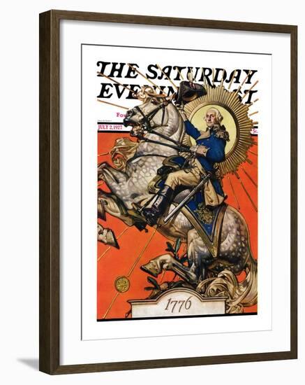 "George Washington on Horseback," Saturday Evening Post Cover, July 2, 1927-Joseph Christian Leyendecker-Framed Giclee Print