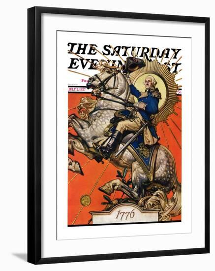 "George Washington on Horseback," Saturday Evening Post Cover, July 2, 1927-Joseph Christian Leyendecker-Framed Giclee Print