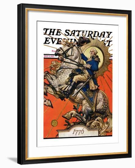 "George Washington on Horseback," Saturday Evening Post Cover, July 2, 1927-Joseph Christian Leyendecker-Framed Giclee Print