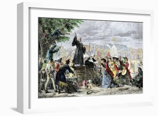 George Whitefield Preaching in Moorfields, London, 1742-null-Framed Giclee Print