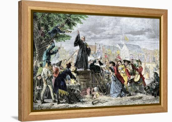 George Whitefield Preaching in Moorfields, London, 1742-null-Framed Premier Image Canvas