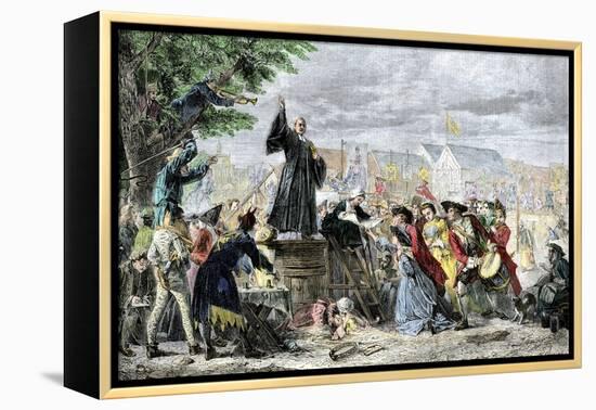 George Whitefield Preaching in Moorfields, London, 1742-null-Framed Premier Image Canvas