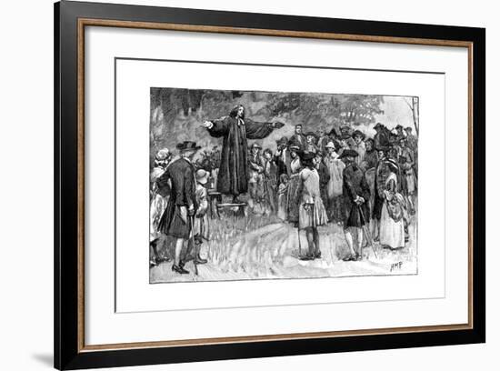 George Whitefield Preaching in the Open Air C1870-null-Framed Giclee Print