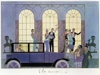 Au revoir People leaving in a car People in evening dress-Georges Barbier-Giclee Print