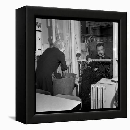 Georges Brassens Playing the Guitare at Home-Marcel Begoin-Framed Premier Image Canvas