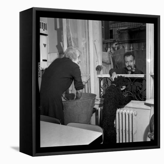 Georges Brassens Playing the Guitare at Home-Marcel Begoin-Framed Premier Image Canvas