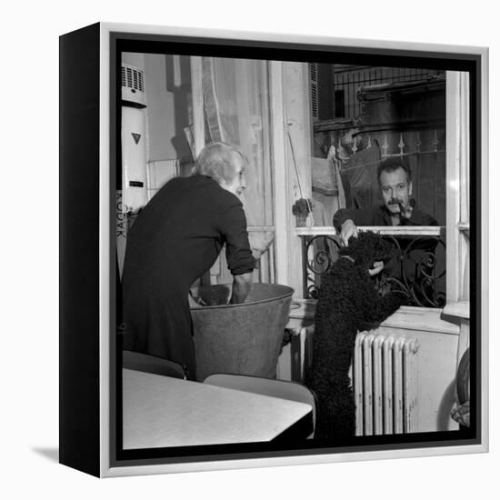 Georges Brassens Playing the Guitare at Home-Marcel Begoin-Framed Premier Image Canvas
