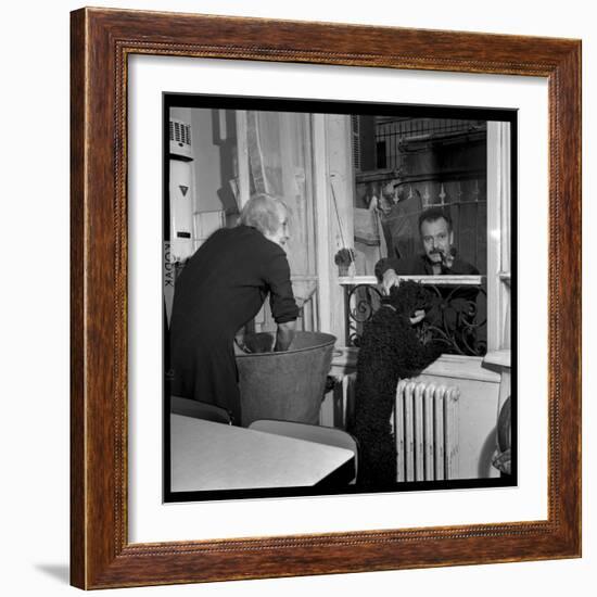 Georges Brassens Playing the Guitare at Home-Marcel Begoin-Framed Photographic Print