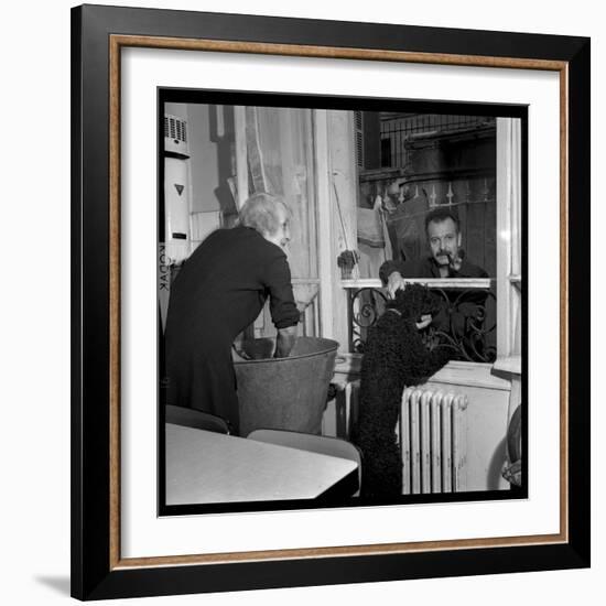 Georges Brassens Playing the Guitare at Home-Marcel Begoin-Framed Photographic Print