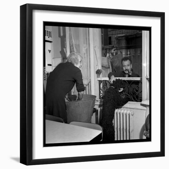 Georges Brassens Playing the Guitare at Home-Marcel Begoin-Framed Photographic Print