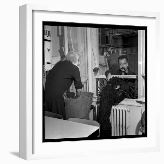 Georges Brassens Playing the Guitare at Home-Marcel Begoin-Framed Photographic Print