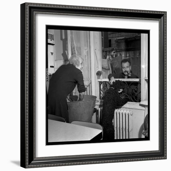 Georges Brassens Playing the Guitare at Home-Marcel Begoin-Framed Photographic Print