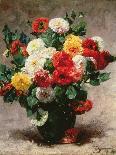 Peonies in a Vase on a Draped Table. 1895-Georges Jeannin-Giclee Print