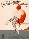 Swimmer on Diving Board, Illustration from La Vie Parisienne , 1920 (Colour Litho).-Georges Leonnec-Giclee Print