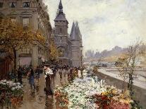 A Flower Market Along the Seine-Georges Stein-Mounted Giclee Print