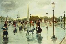 Knights and Carriages on Bois De Boulogne Avenue, with Arc De Triomphe in Background-Georges Stein-Giclee Print