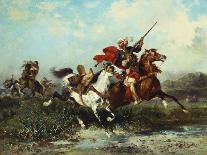 Warring Arab Horsemen, Combats Des Cavaliers Arabes-Georges Washington-Framed Giclee Print