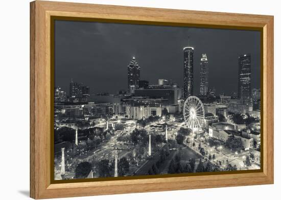 Georgia, Atlanta, Centennial Olympic Park, Elevated City View at Dusk-Walter Bibikow-Framed Premier Image Canvas