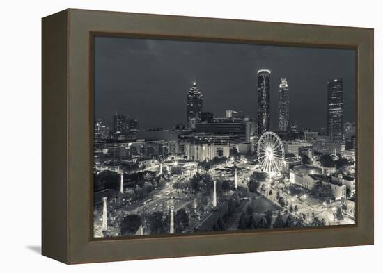 Georgia, Atlanta, Centennial Olympic Park, Elevated City View at Dusk-Walter Bibikow-Framed Premier Image Canvas