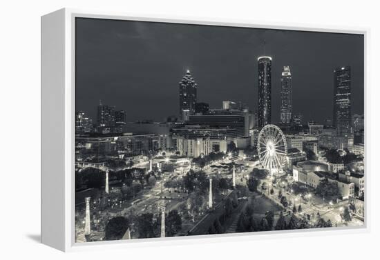 Georgia, Atlanta, Centennial Olympic Park, Elevated City View at Dusk-Walter Bibikow-Framed Premier Image Canvas