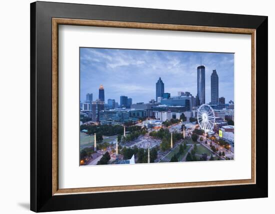 Georgia, Atlanta, Centennial Olympic Park, Elevated City View at Dusk-Walter Bibikow-Framed Photographic Print