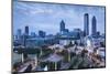 Georgia, Atlanta, Centennial Olympic Park, Elevated City View at Dusk-Walter Bibikow-Mounted Photographic Print