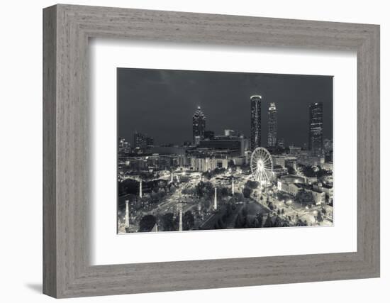 Georgia, Atlanta, Centennial Olympic Park, Elevated City View at Dusk-Walter Bibikow-Framed Photographic Print