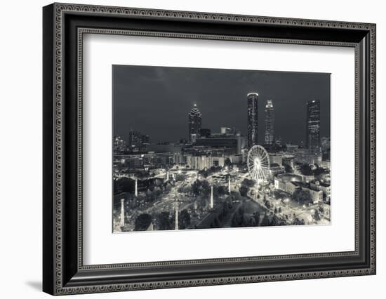 Georgia, Atlanta, Centennial Olympic Park, Elevated City View at Dusk-Walter Bibikow-Framed Photographic Print