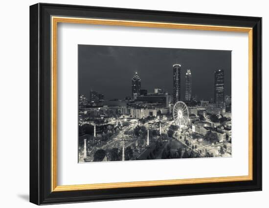 Georgia, Atlanta, Centennial Olympic Park, Elevated City View at Dusk-Walter Bibikow-Framed Photographic Print