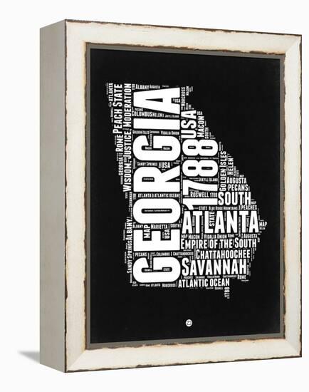 Georgia Black and White Map-NaxArt-Framed Stretched Canvas