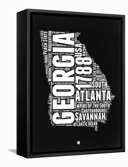 Georgia Black and White Map-NaxArt-Framed Stretched Canvas