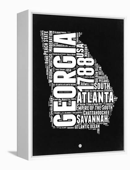 Georgia Black and White Map-NaxArt-Framed Stretched Canvas