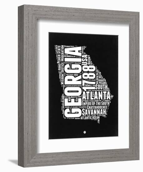 Georgia Black and White Map-NaxArt-Framed Premium Giclee Print